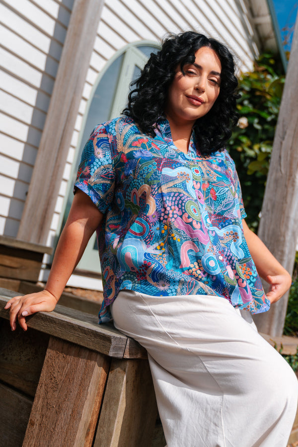 A Beautiful Life 100% Linen Short Sleeve Relaxed Women's Shirt