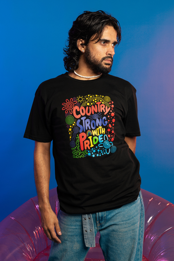 Country Strong With Pride Black Cotton Everyday Unisex T-Shirt