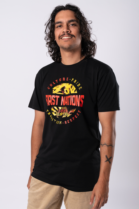 First Nations - Culture Pride Black Cotton Crew Neck Mens T-Shirt