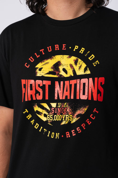 First Nations - Culture Pride Black Cotton Crew Neck Mens T-Shirt