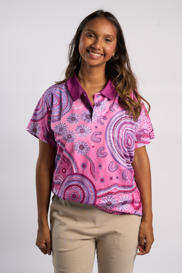 Pink Spring Women's Fitted Polo Shirt