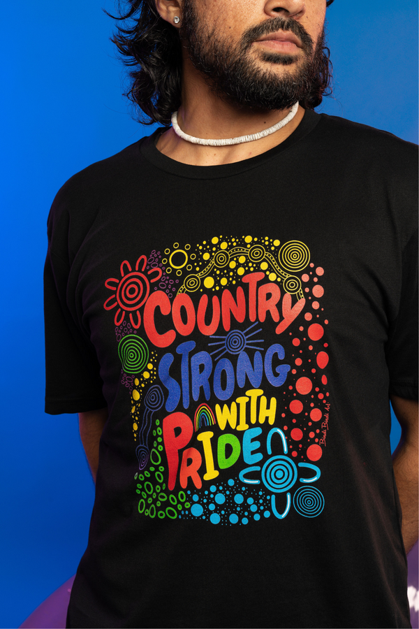 Country Strong With Pride Black Cotton Everyday Unisex T-Shirt