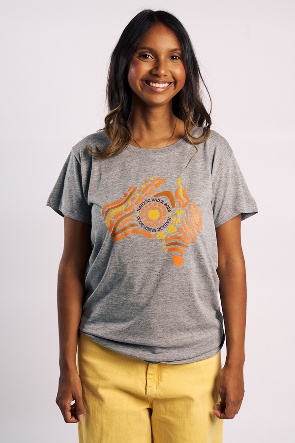 Australia NAIDOC Week 2026 Grey Marle Cotton Crew Neck Women's T-Shirt