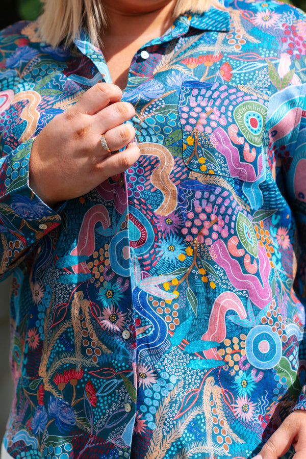 A Beautiful Life 100% Linen Long Sleeve Relaxed Women's Shirt