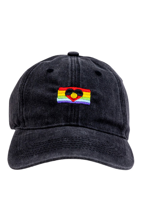 Pride Flag Black Vintage Washed Cap - Pride Worn Proudly