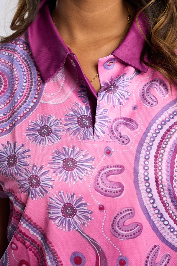 Pink Spring Women's Fitted Polo Shirt