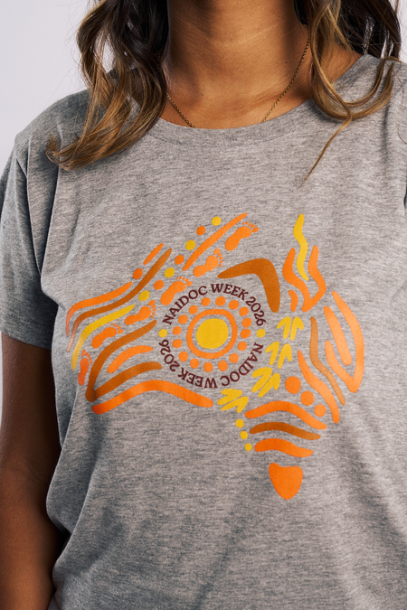 Australia NAIDOC Week 2026 Grey Marle Cotton Crew Neck Women's T-Shirt