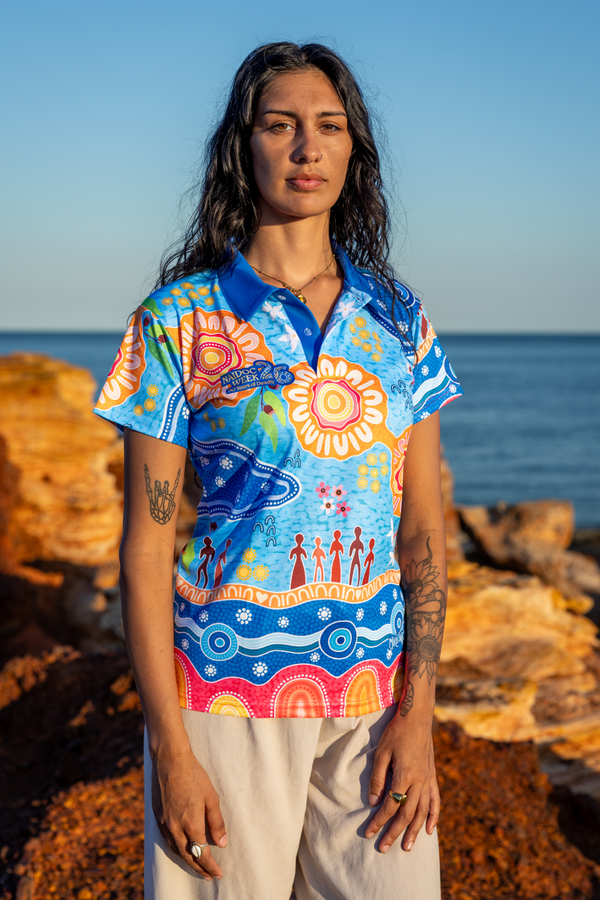 (Bulk) Built On Strong Shoulders NAIDOC 2026 Women's Fitted Polo Shirt