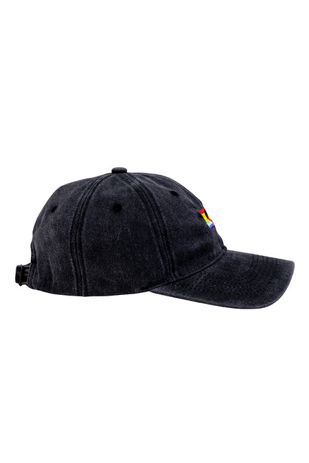 Pride Flag Black Vintage Washed Cap - Pride Worn Proudly