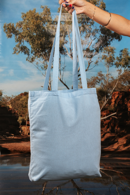 Paths That Brought Us Here NAIDOC Week 2026 Tote Bag Sky Blue Long Handle Cotton Tote Bag