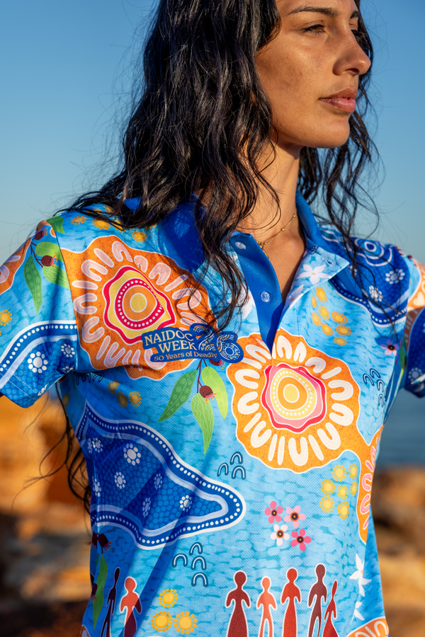 (Bulk) Built On Strong Shoulders NAIDOC 2026 Women's Fitted Polo Shirt