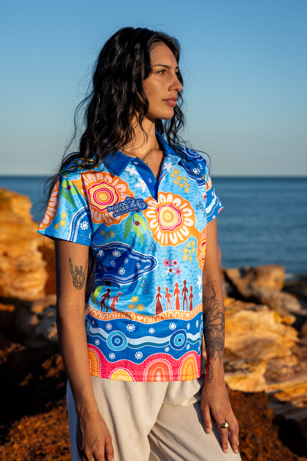 Built On Strong Shoulders NAIDOC 2026 Women's Fitted Polo Shirt