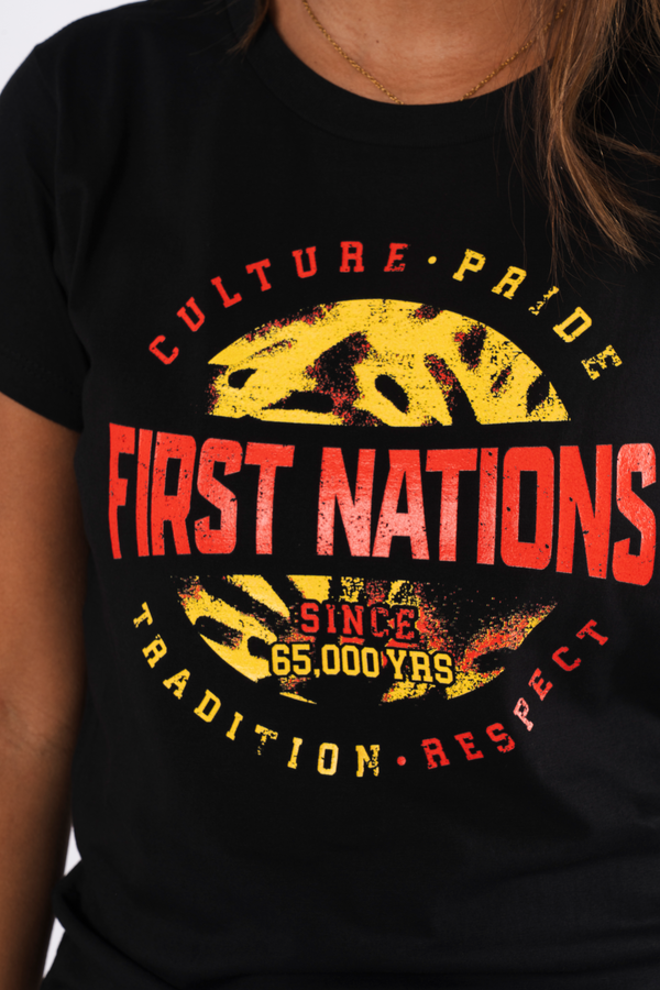 First Nations - Culture Pride Black Cotton Crew Neck Womens T-Shirt