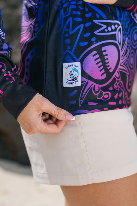 Night Fishing UPF50+ Women's Fitted Long Sleeve Polo Shirt