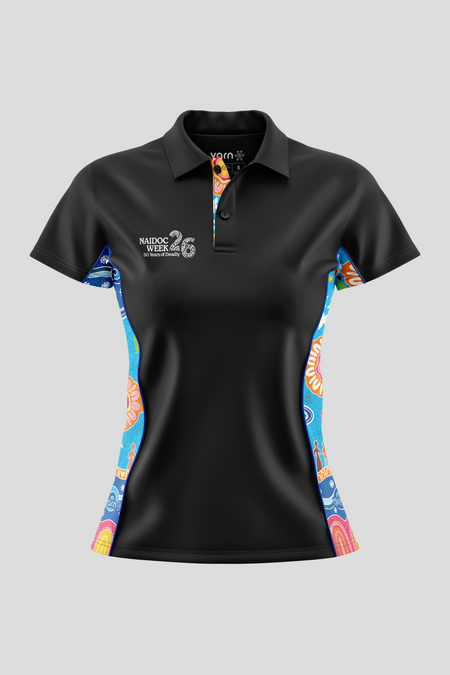 Built On Strong Shoulders NAIDOC 2026 Bamboo (Simpson) Women's Fitted Polo Shirt