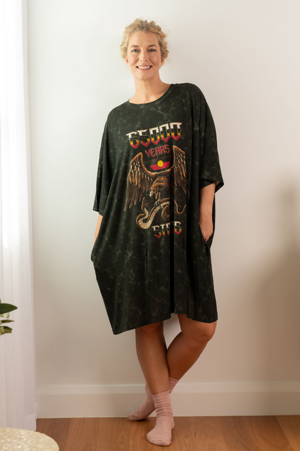 65,000 Years Strong Acid Wash Bamboo Oversized Sleep Tee