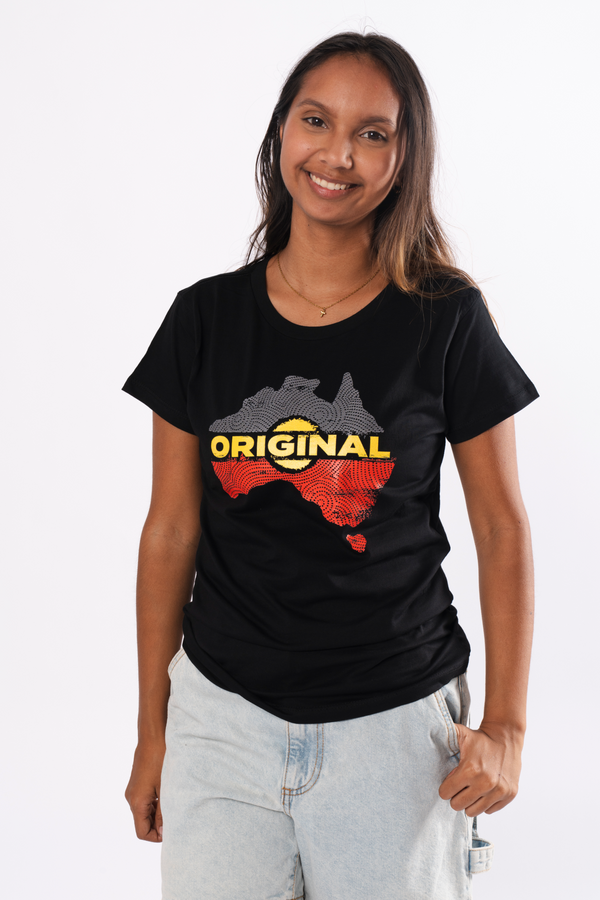 Original Black Cotton Crew Neck Womens T-Shirt