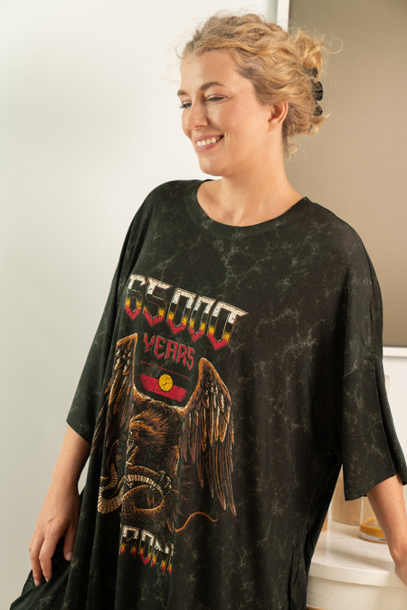 65,000 Years Strong Acid Wash Bamboo Oversized Sleep Tee
