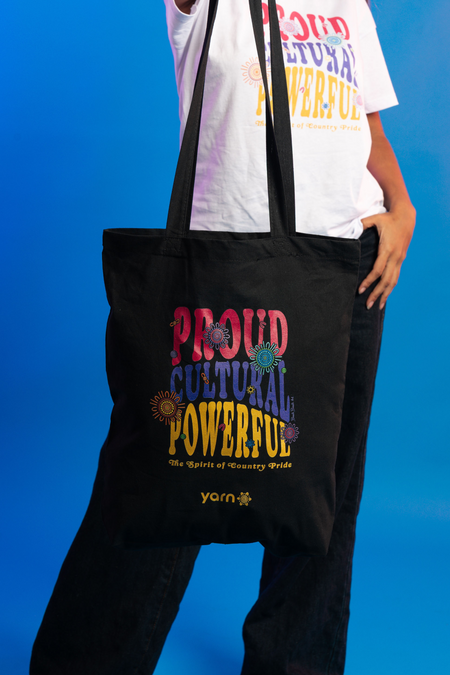 Proud, Cultural & Powerful Tote Bag Black Long Handle Cotton Tote Bag