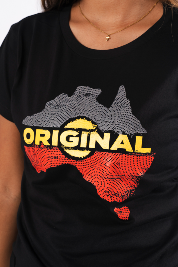 Original Black Cotton Crew Neck Womens T-Shirt