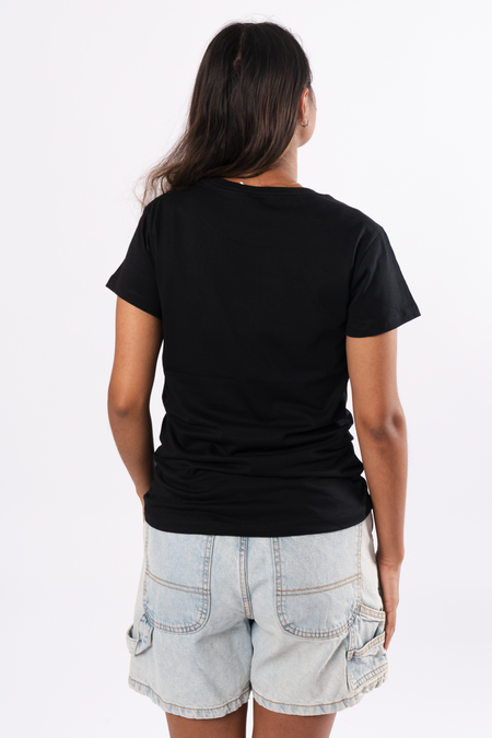 Original Black Cotton Crew Neck Womens T-Shirt