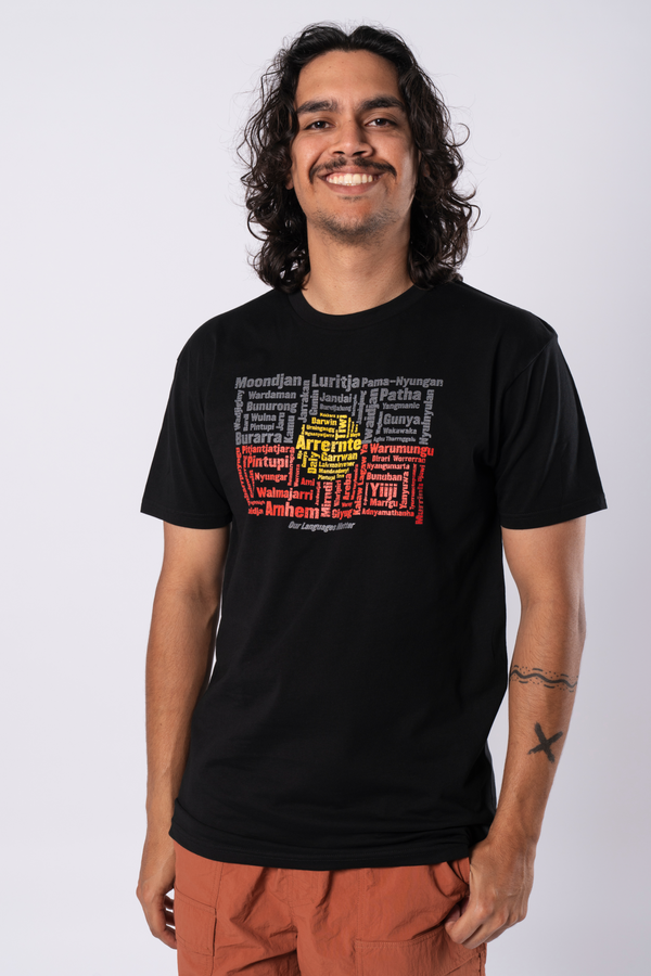 Our Languages Matter Black Cotton Crew Neck Mens T-Shirt