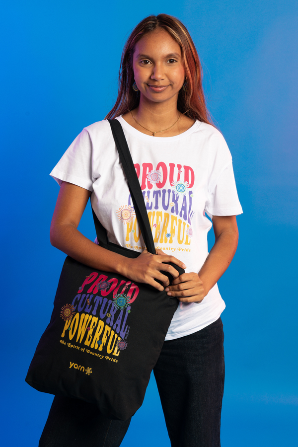 Proud, Cultural & Powerful Tote Bag Black Long Handle Cotton Tote Bag