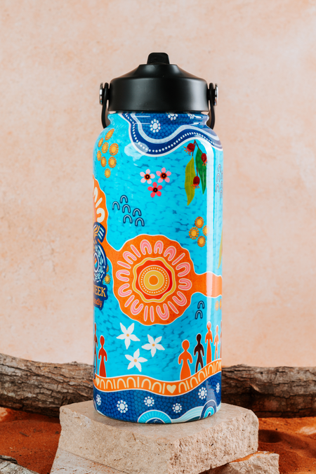 Built On Strong Shoulders NAIDOC 2026 1L Insulated Stainless Steel Drink Bottle with Handle