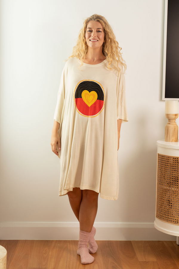 Proud Heart (Bone) Bamboo Oversized Sleep Tee