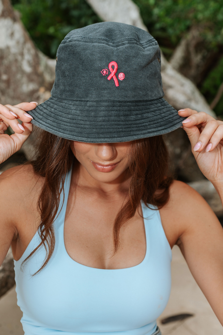 Sacred Women's Way Ribbon Black Vintage Washed Bucket Hat