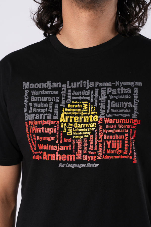 Our Languages Matter Black Cotton Crew Neck Mens T-Shirt