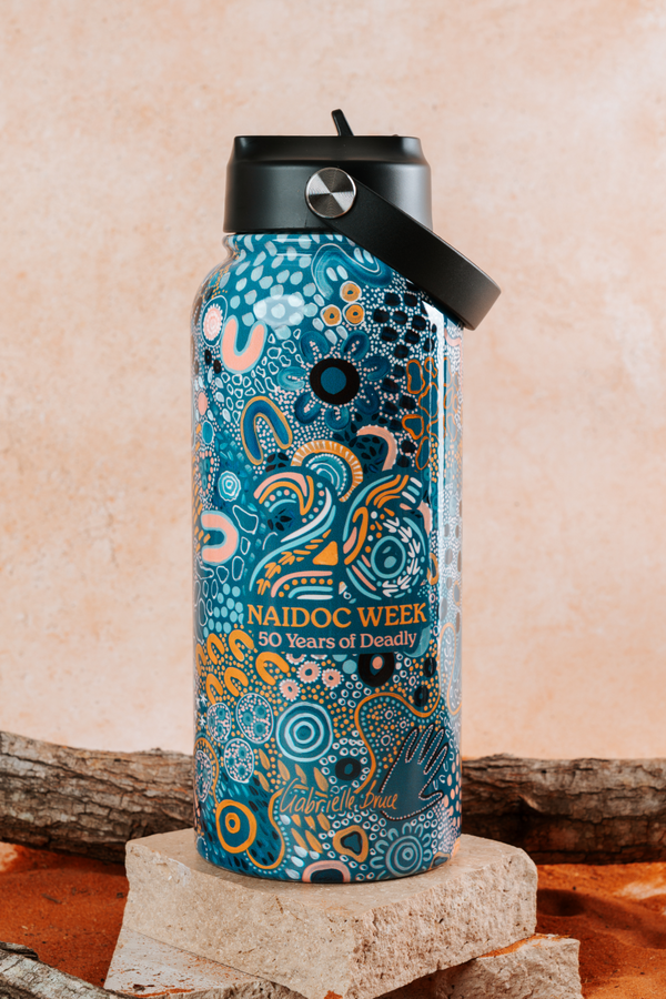Moorditj Koorliny (Strong Journey) NAIDOC 2026 1L Insulated Stainless Steel Drink Bottle with Handle