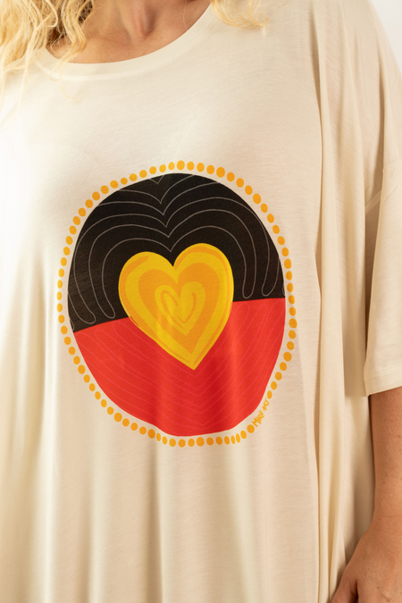 Proud Heart (Bone) Bamboo Oversized Sleep Tee