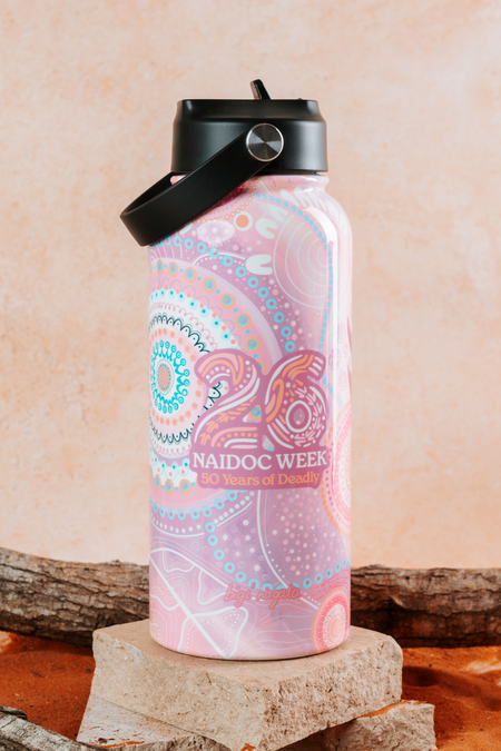 Paths That Brought Us Here NAIDOC 2026 1L Insulated Stainless Steel Drink Bottle with Handle