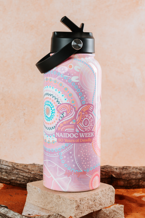 Paths That Brought Us Here NAIDOC 2026 1L Insulated Stainless Steel Drink Bottle with Handle
