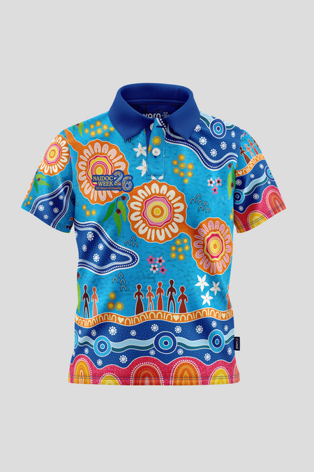 Built On Strong Shoulders NAIDOC 2026 Kids Polo Shirt