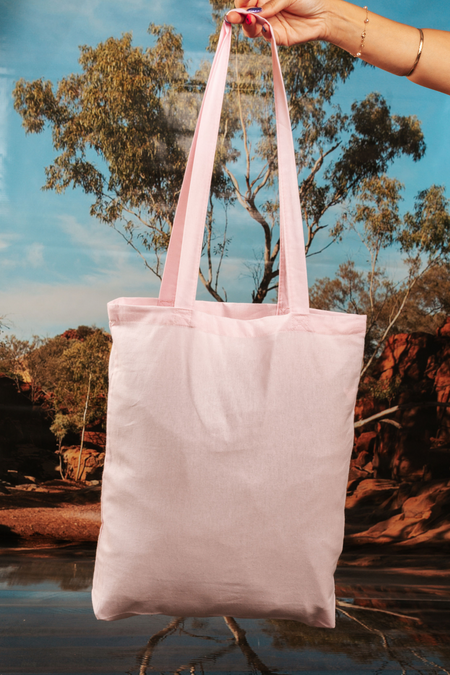 Spiritual Connection To Land NAIDOC Week 2026 Tote Bag Pink Long Handle Cotton Tote Bag