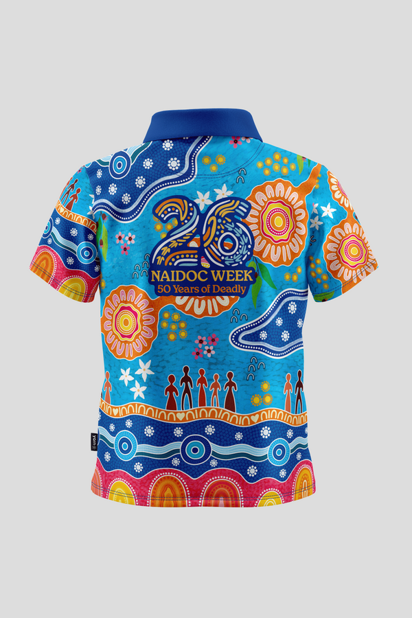 Built On Strong Shoulders NAIDOC 2026 Kids Polo Shirt