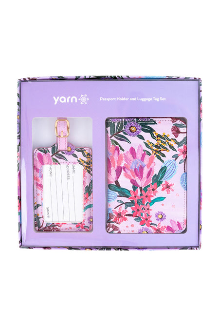 Pink Banksia Passport Holder & Luggage Tag Boxed Set