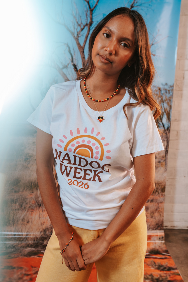 Core NAIDOC Week 2026 Pink and White Cotton Crew Neck Women's T-Shirt