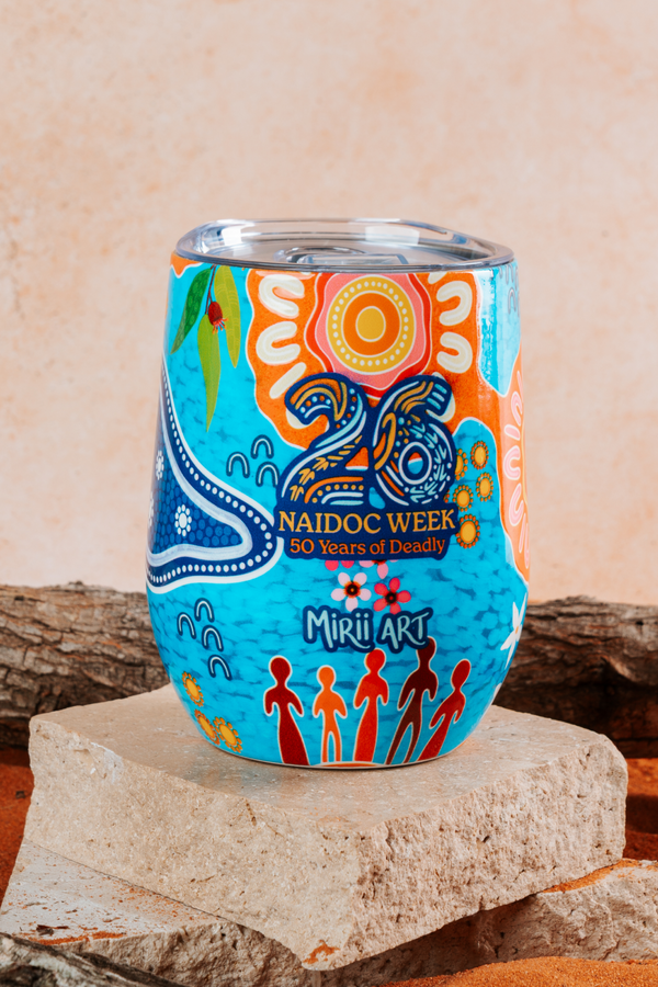 Built On Strong Shoulders NAIDOC 2026 Vacuum Insulated Double Walled Stainless Steel Travel Mug
