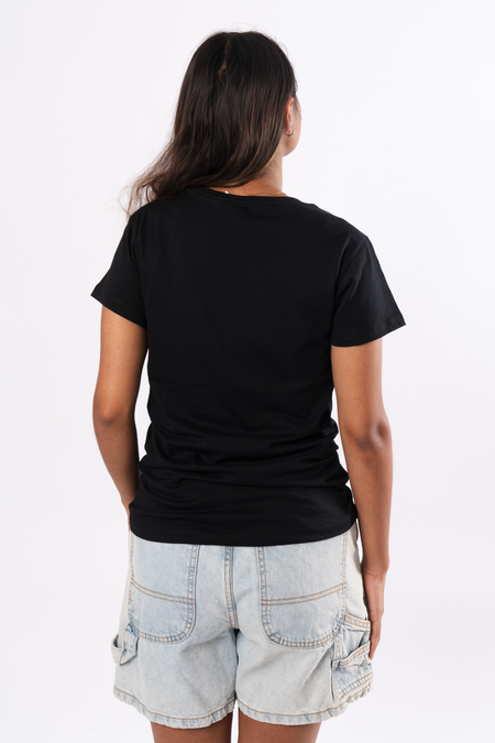 First Nations Shield Black Cotton Crew Neck Womens T-Shirt