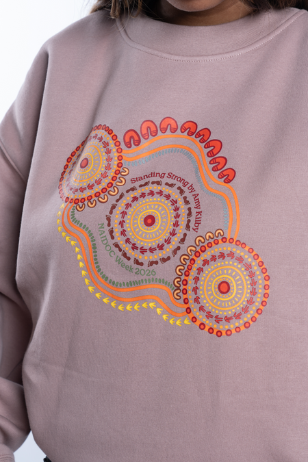 Standing Strong NAIDOC Week 2026 Premium Hazy Pink Cotton Blend Crew Neck Women's Sweatshirt