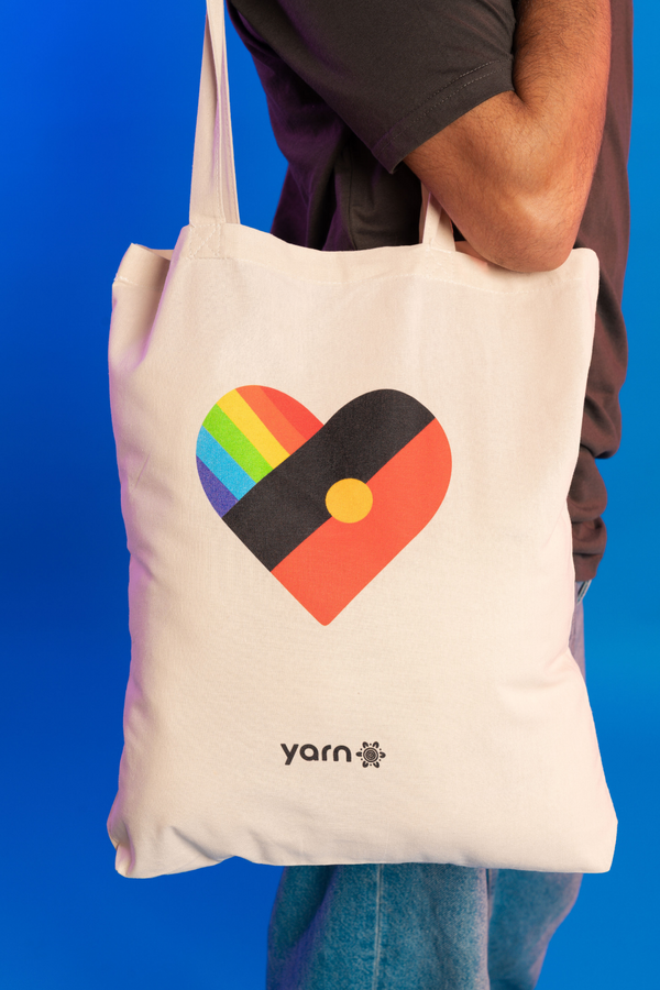 Pride Heart Tote Bag Khaki Long Handle Cotton Tote Bag