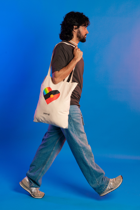 Pride Heart Tote Bag Khaki Long Handle Cotton Tote Bag