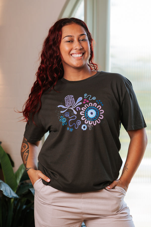 Mother Nature Charcoal Cotton Crew Neck Women's T-Shirt