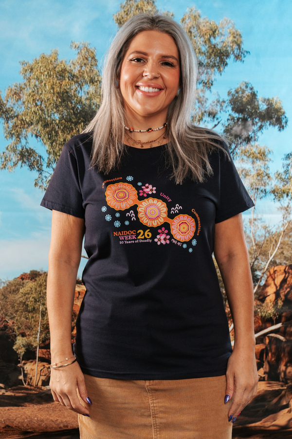 Connection Unity Communities NAIDOC Week 2026 Navy Cotton Crew Neck Women's T-Shirt