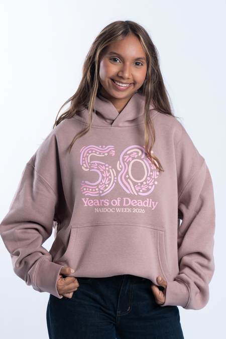 50 Years of Deadly NAIDOC Week 2026 Premium Hazy Pink Cotton Blend Women's Hoodie