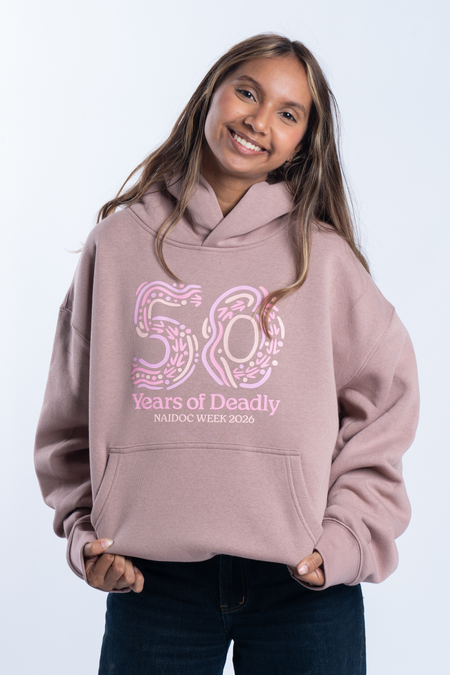 50 Years of Deadly NAIDOC Week 2026 Premium Hazy Pink Cotton Blend Women's Hoodie