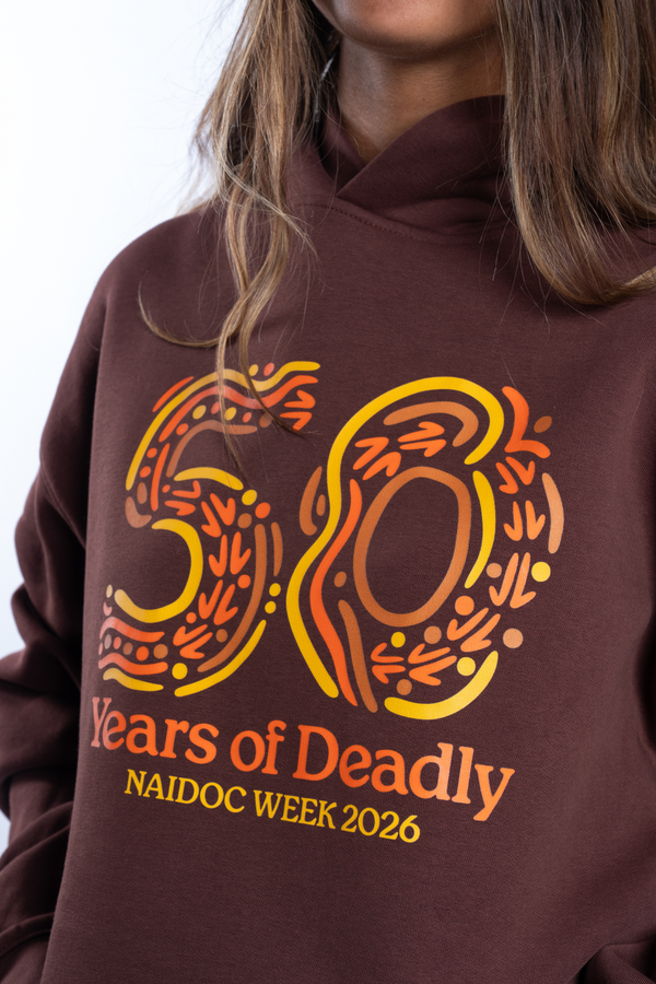 50 Years Of Deadly NAIDOC Week 2026 Premium Chestnut Cotton Blend Unisex Hoodie